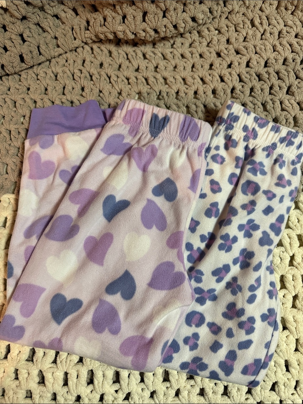 Cuddl Duds Lavender and Purple Heart & Floral Fleece Pajama Bottoms